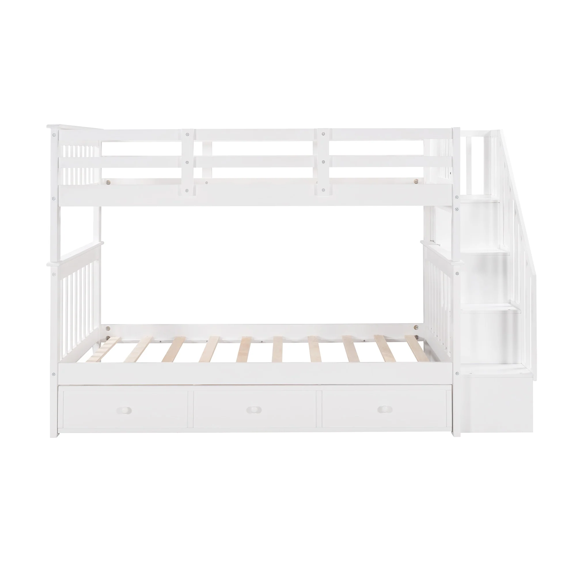 Gray Twin Over Twin Bunk Bed With Stairway And Drawers By Homeroots - Image 13