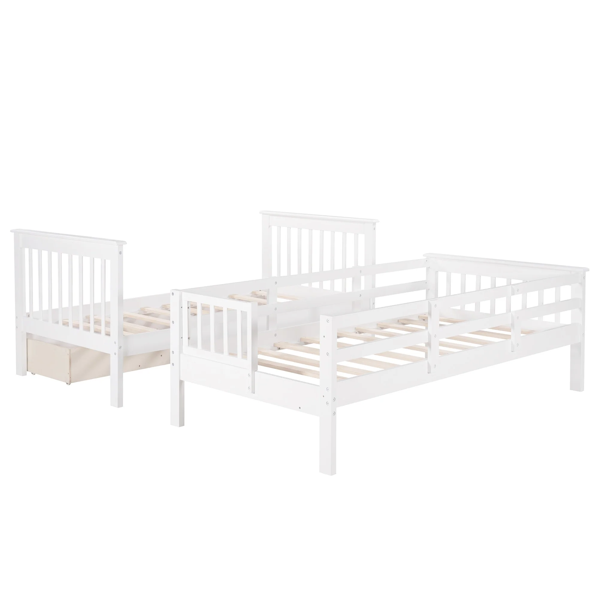 Gray Twin Over Twin Bunk Bed With Stairway And Drawers By Homeroots - Image 17