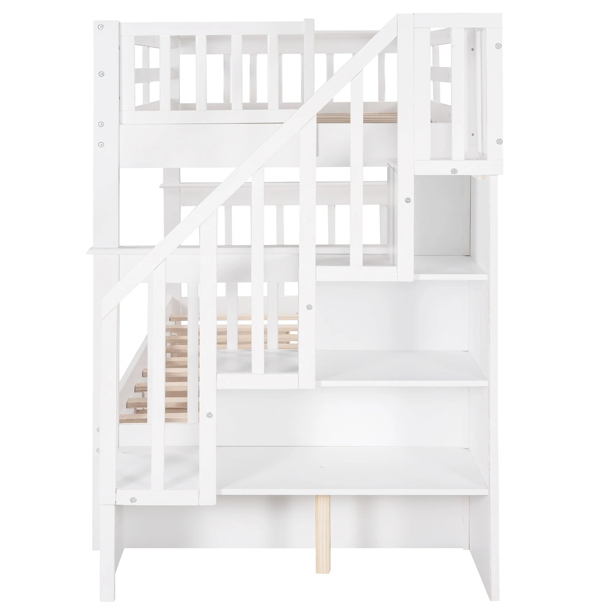 Gray Twin Over Twin Bunk Bed With Stairway And Drawers By Homeroots - Image 18