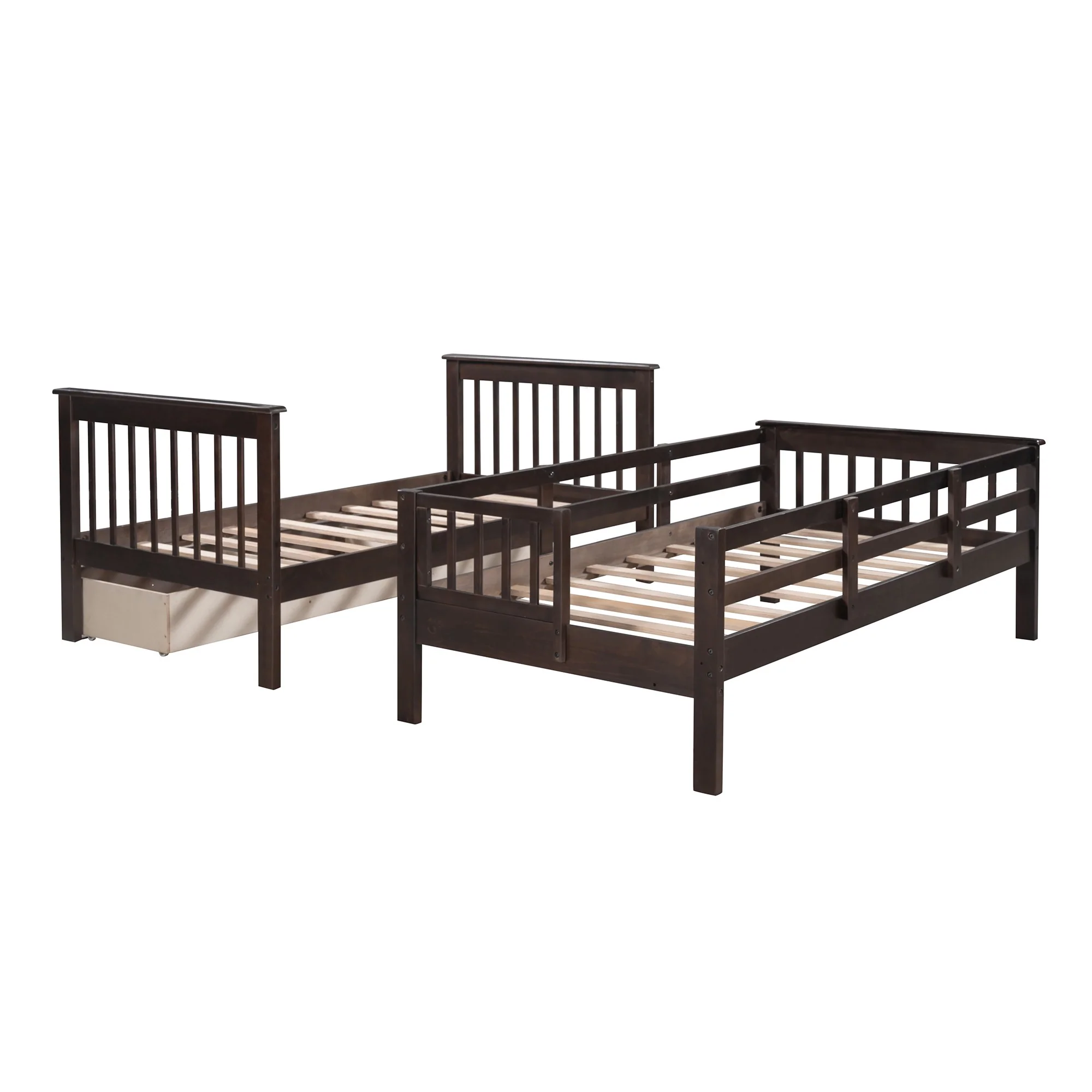 Gray Twin Over Twin Bunk Bed With Stairway And Drawers By Homeroots - Image 24