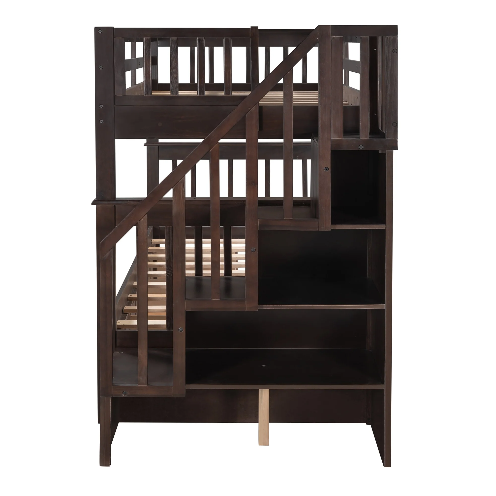 Gray Twin Over Twin Bunk Bed With Stairway And Drawers By Homeroots - Image 27