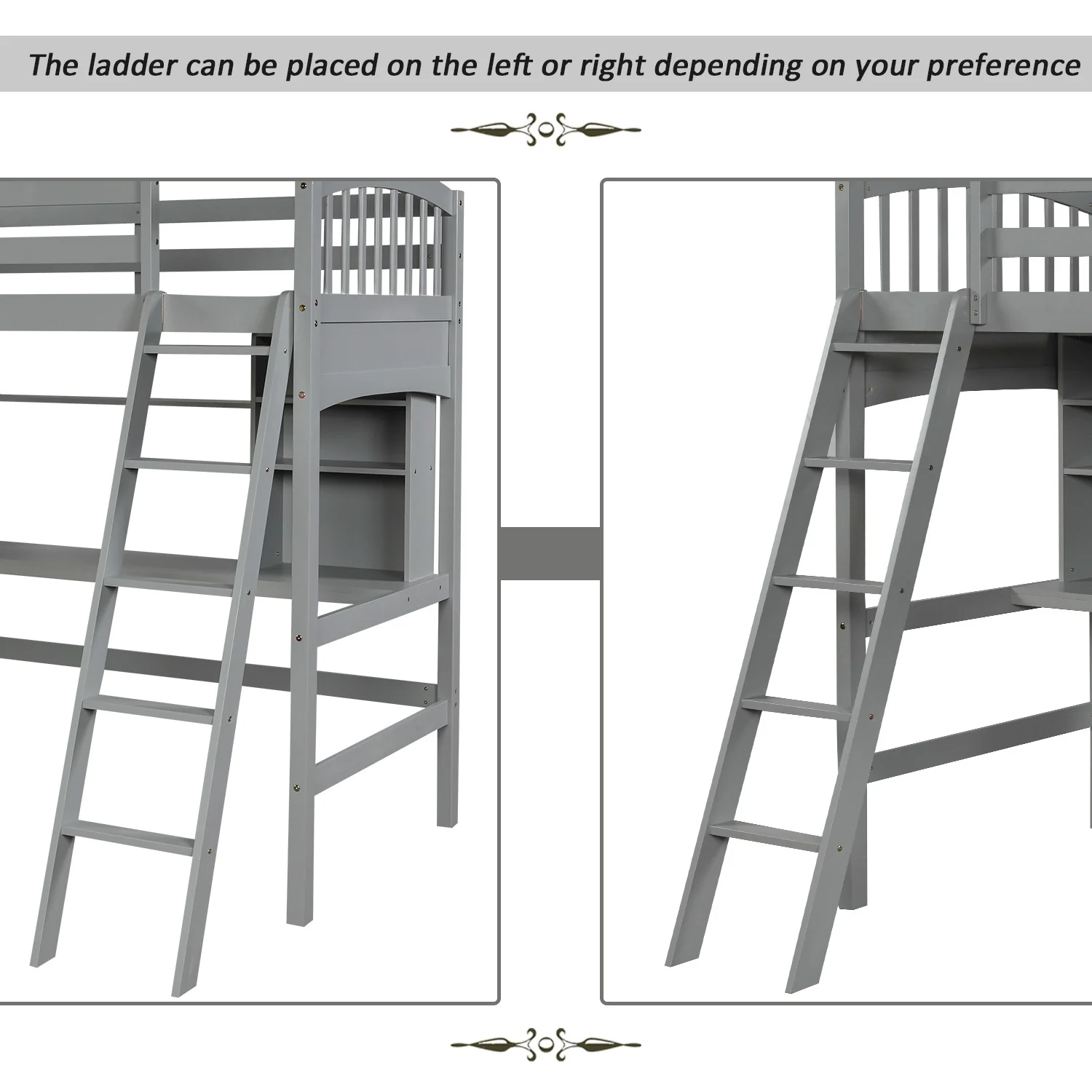 Gray Twin Size Loft Bed With Desk And Shelves By Homeroots - Image 7