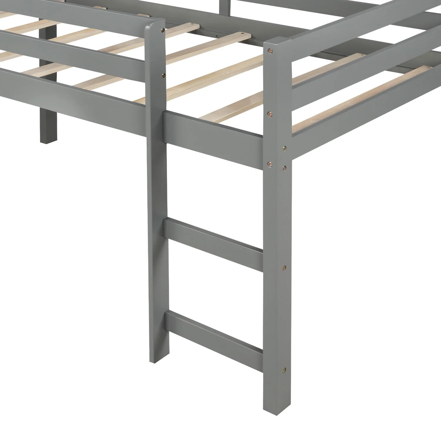 Gray Twin Size Low Loft Bed With Slide By Homeroots - 404078 - Image 5