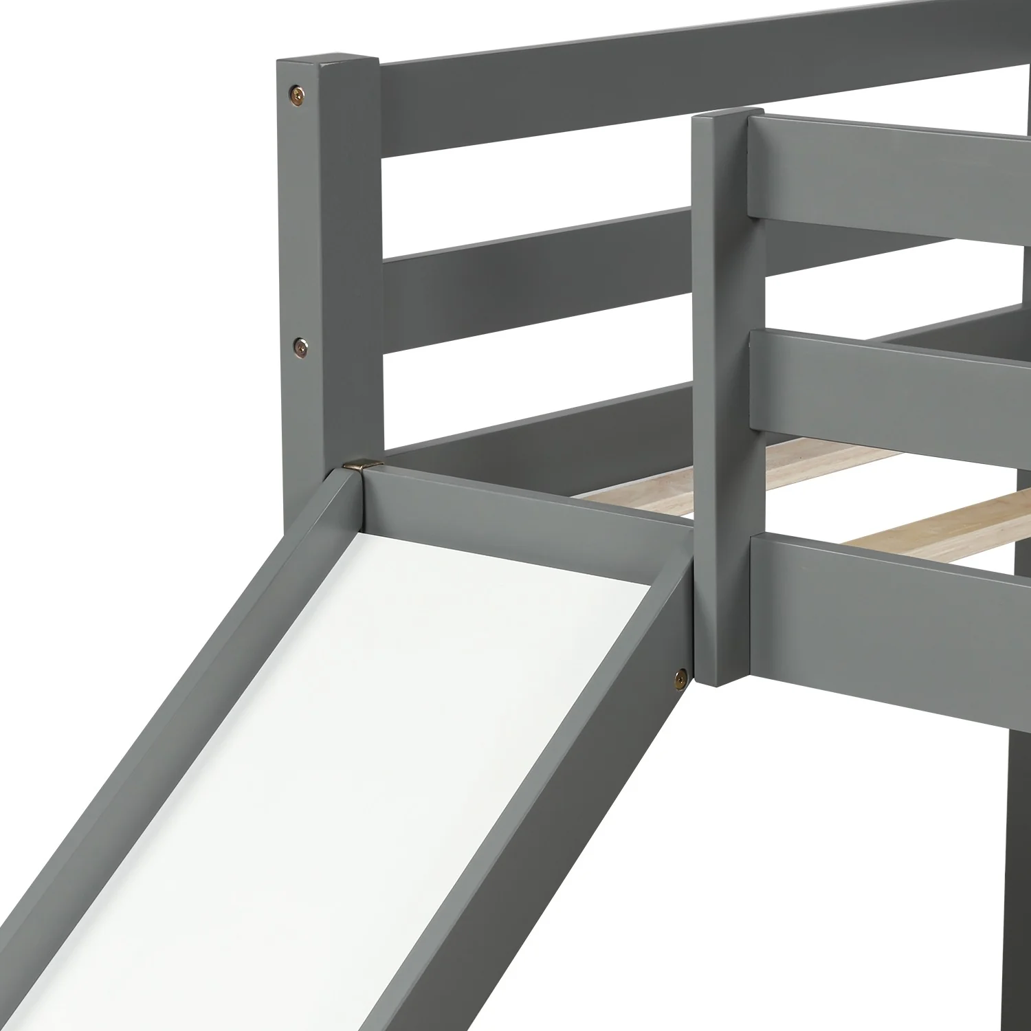 Gray Twin Size Low Loft Bed With Slide By Homeroots - 404078 - Image 6