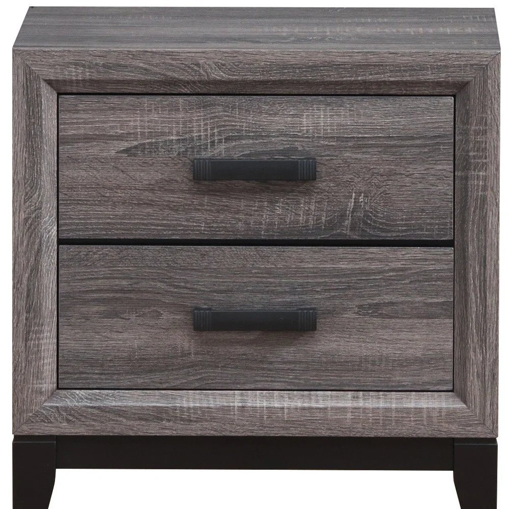 Gray Two Drawer Nightstand By Homeroots - Image 3
