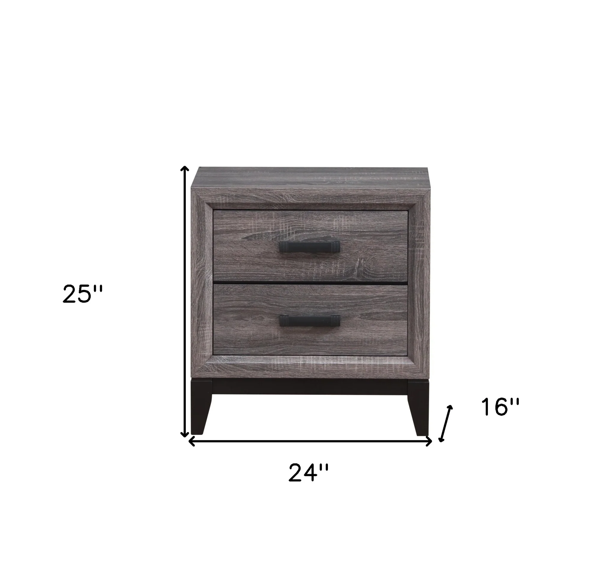 Gray Two Drawer Nightstand By Homeroots - Image 4