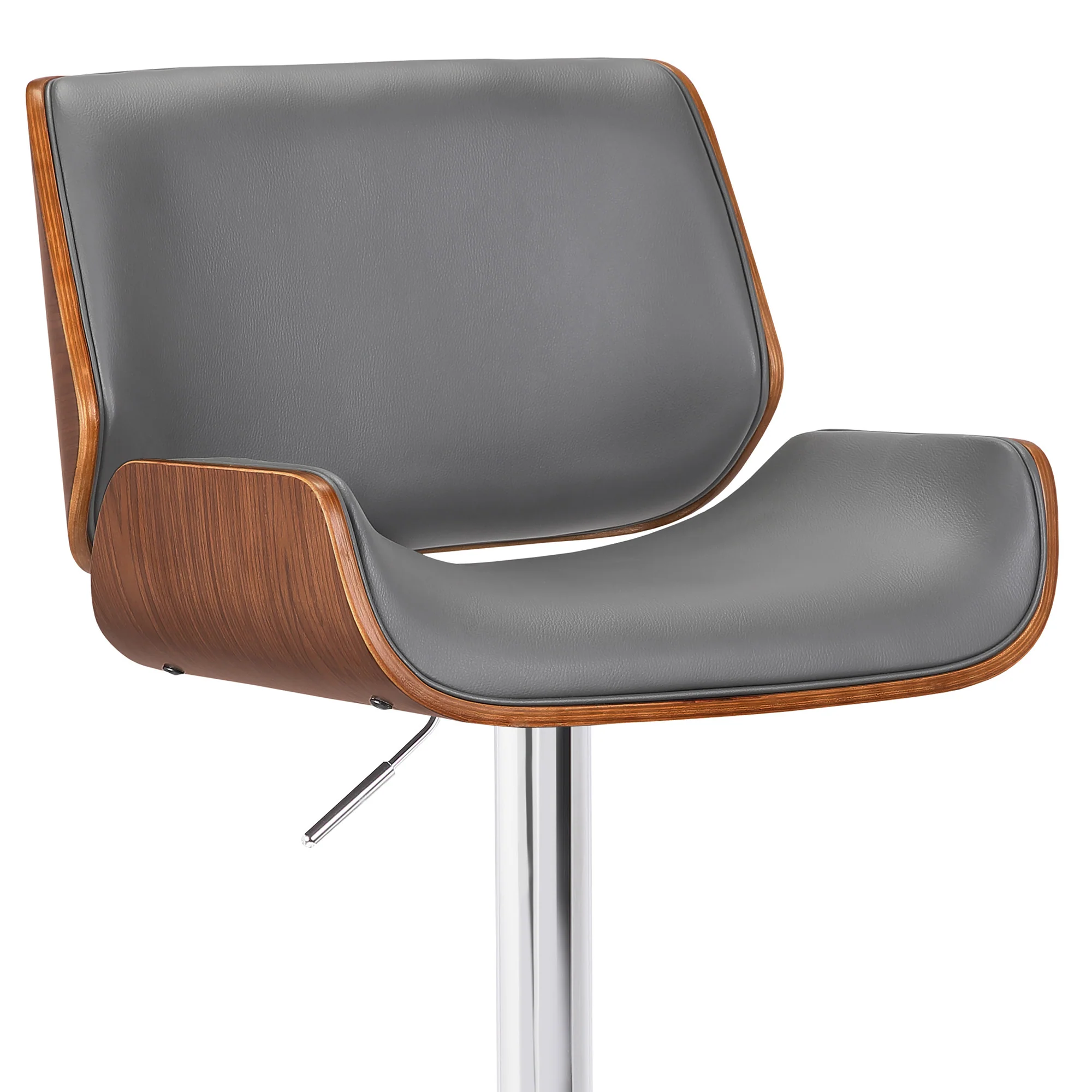 Gray Upholstered Chrome Base Adjustable Bar Stool By Homeroots - Image 5