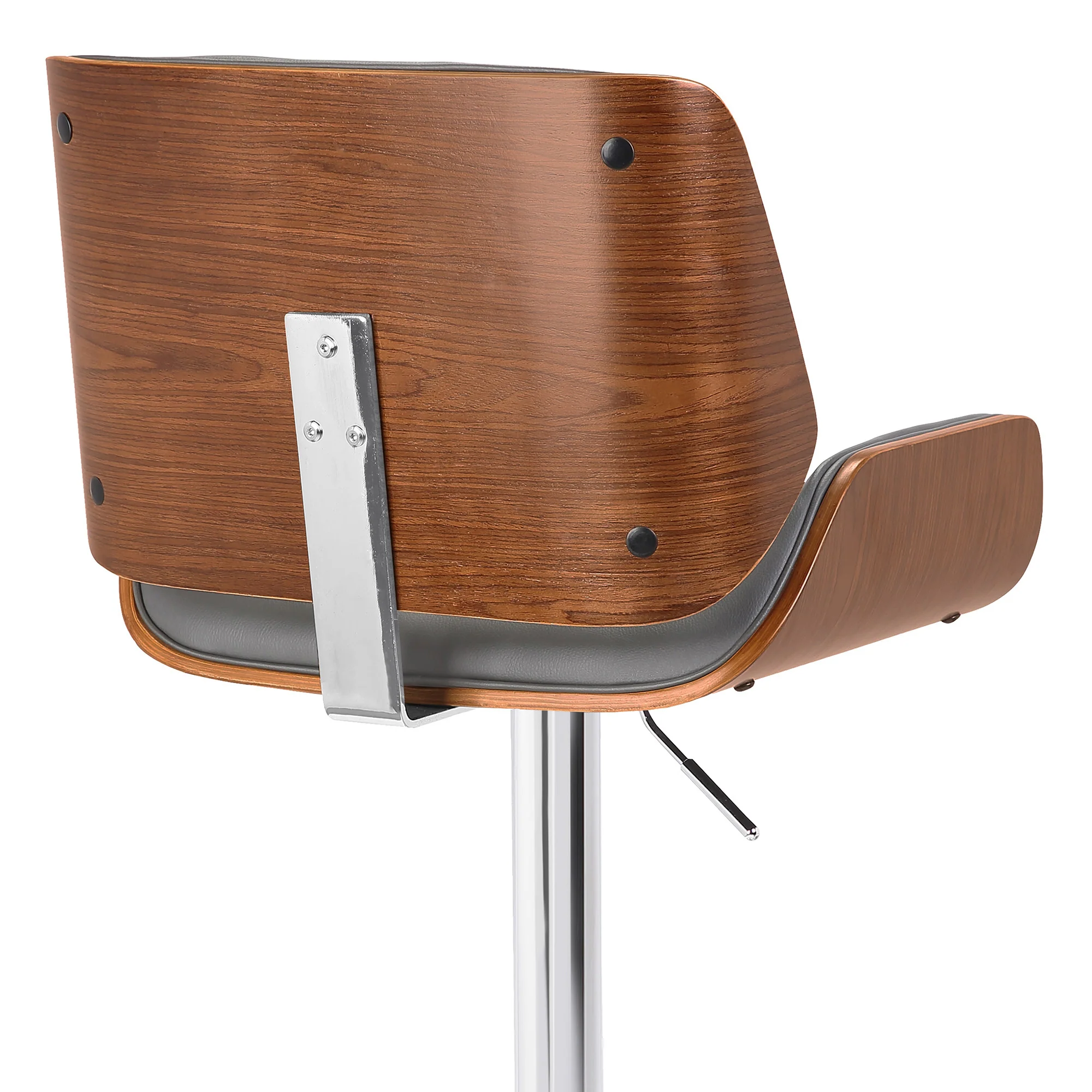 Gray Upholstered Chrome Base Adjustable Bar Stool By Homeroots - Image 6