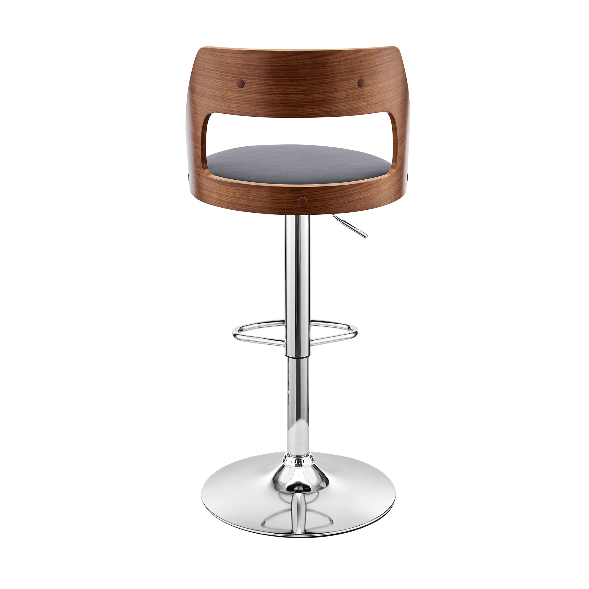 Gray Upholstered Chrome Base Adjustable Swivel Bar Stool By Homeroots - Image 6