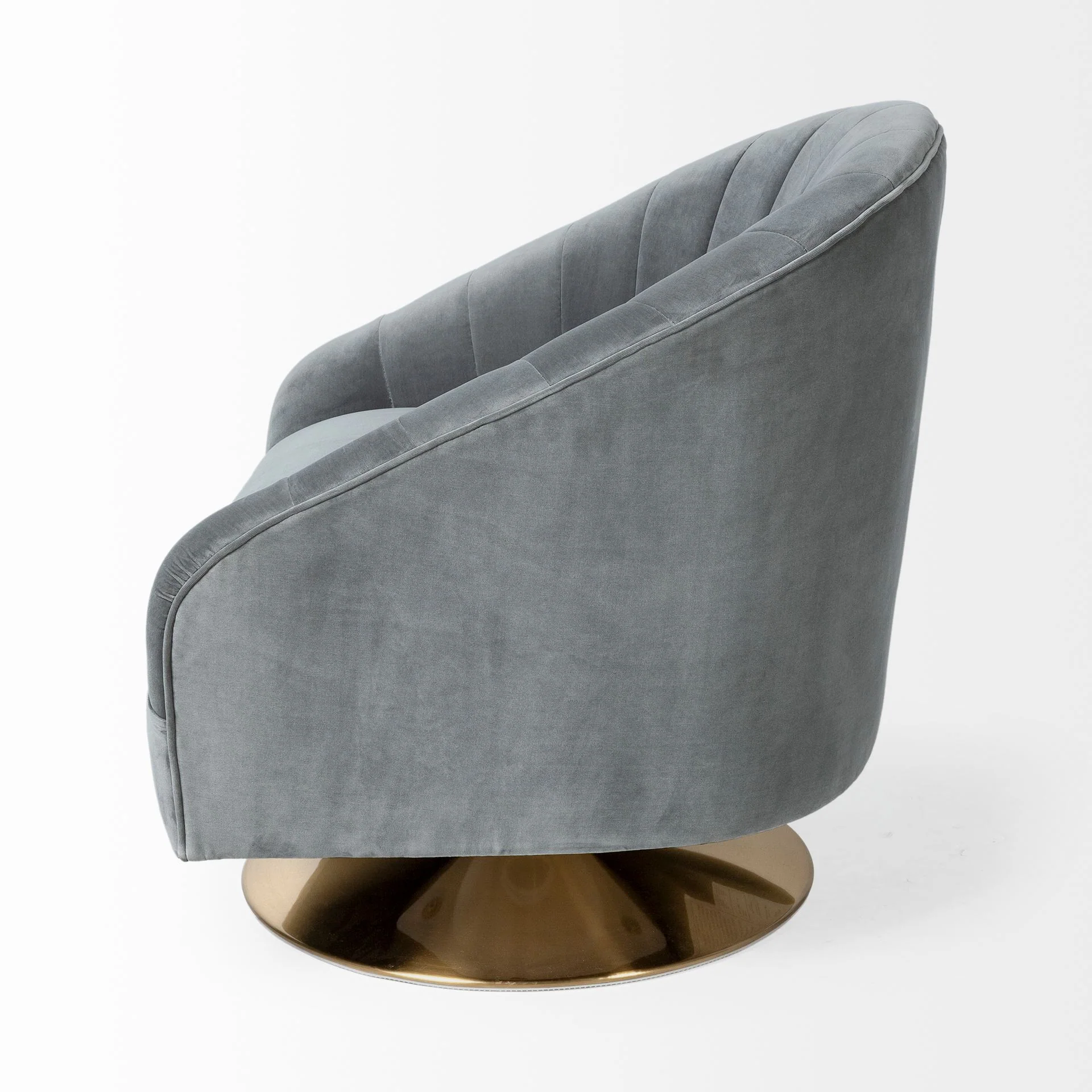 Gray Velet Covered Seat Accent Chair with Gold Swivel Base By Homeroots - Image 3