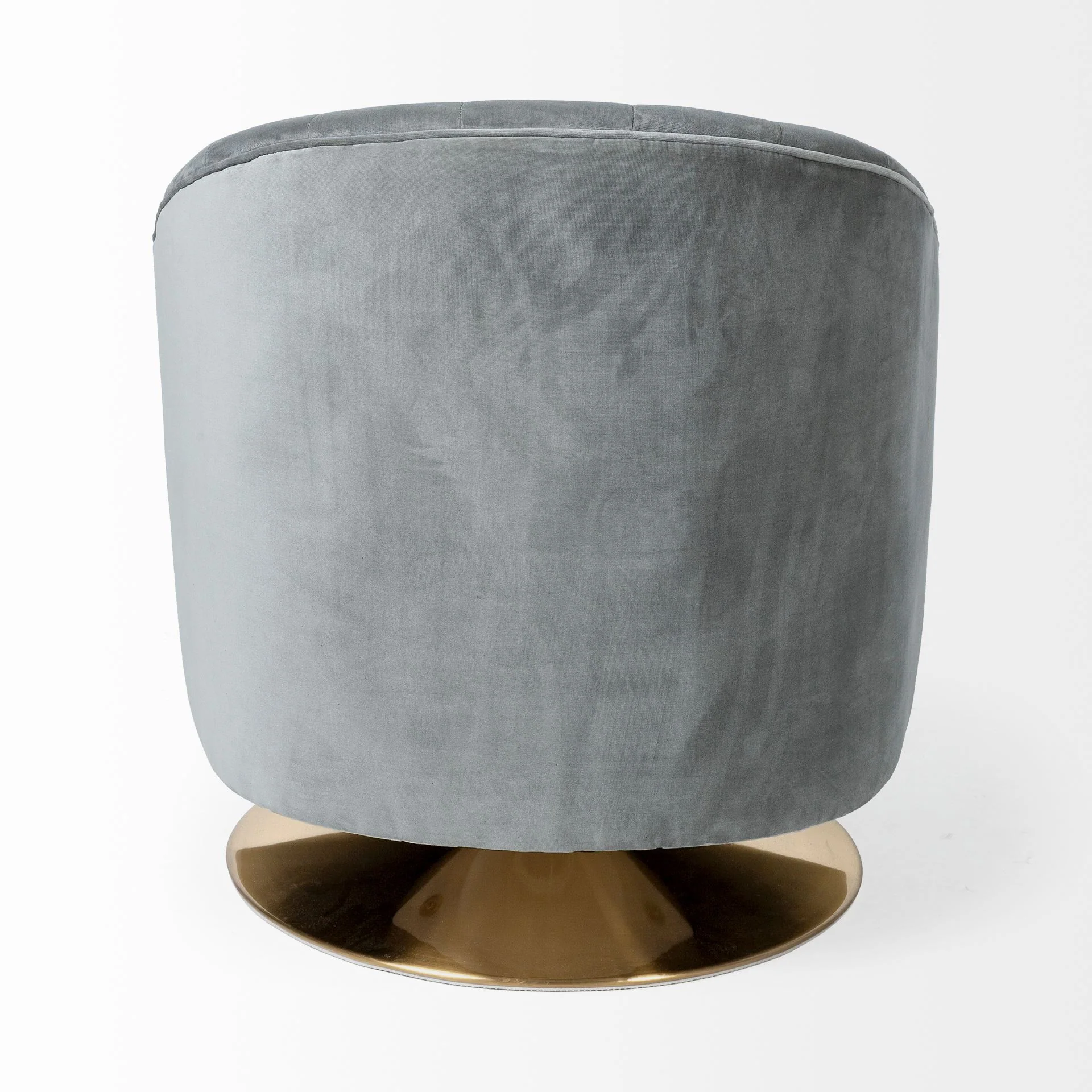Gray Velet Covered Seat Accent Chair with Gold Swivel Base By Homeroots - Image 4