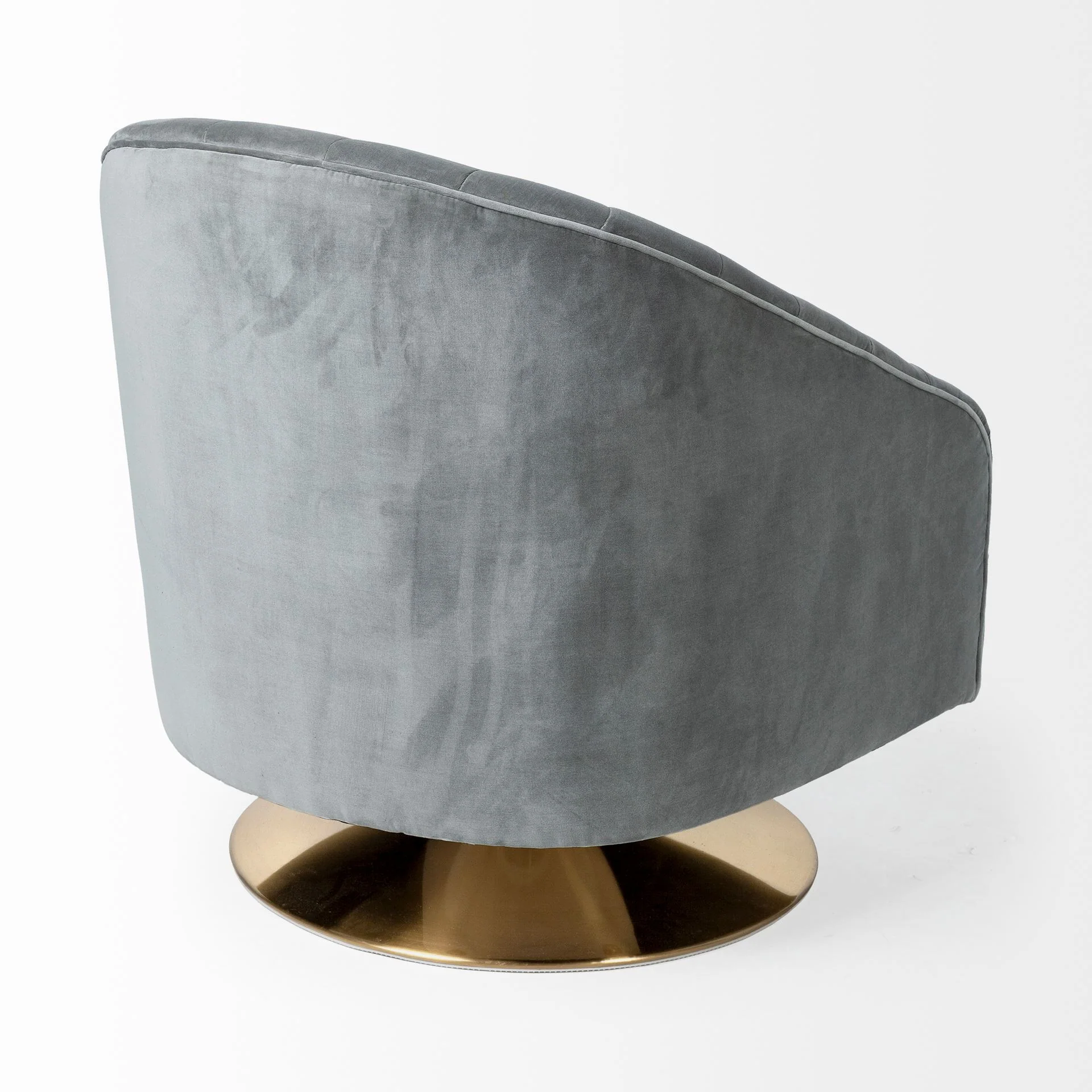 Gray Velet Covered Seat Accent Chair with Gold Swivel Base By Homeroots - Image 5