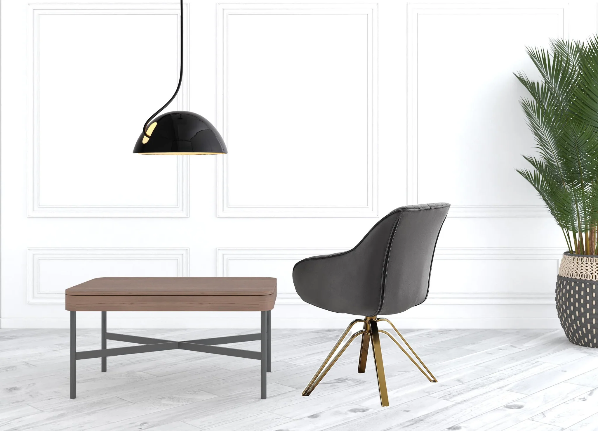 Gray Velvet And Gold Swivel Arm Chair By Homeroots - Image 3