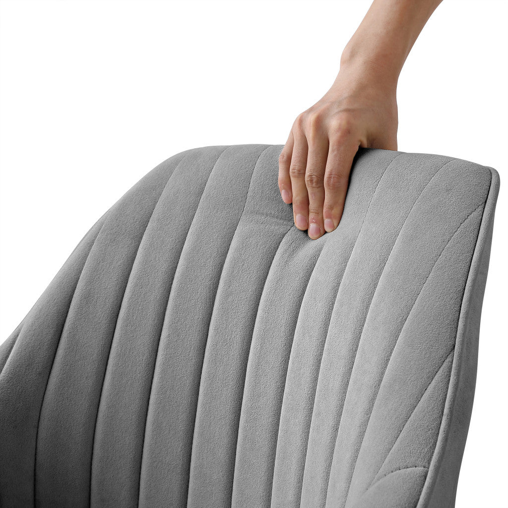 Gray Velvet And Gold Swivel Arm Chair By Homeroots - Image 4