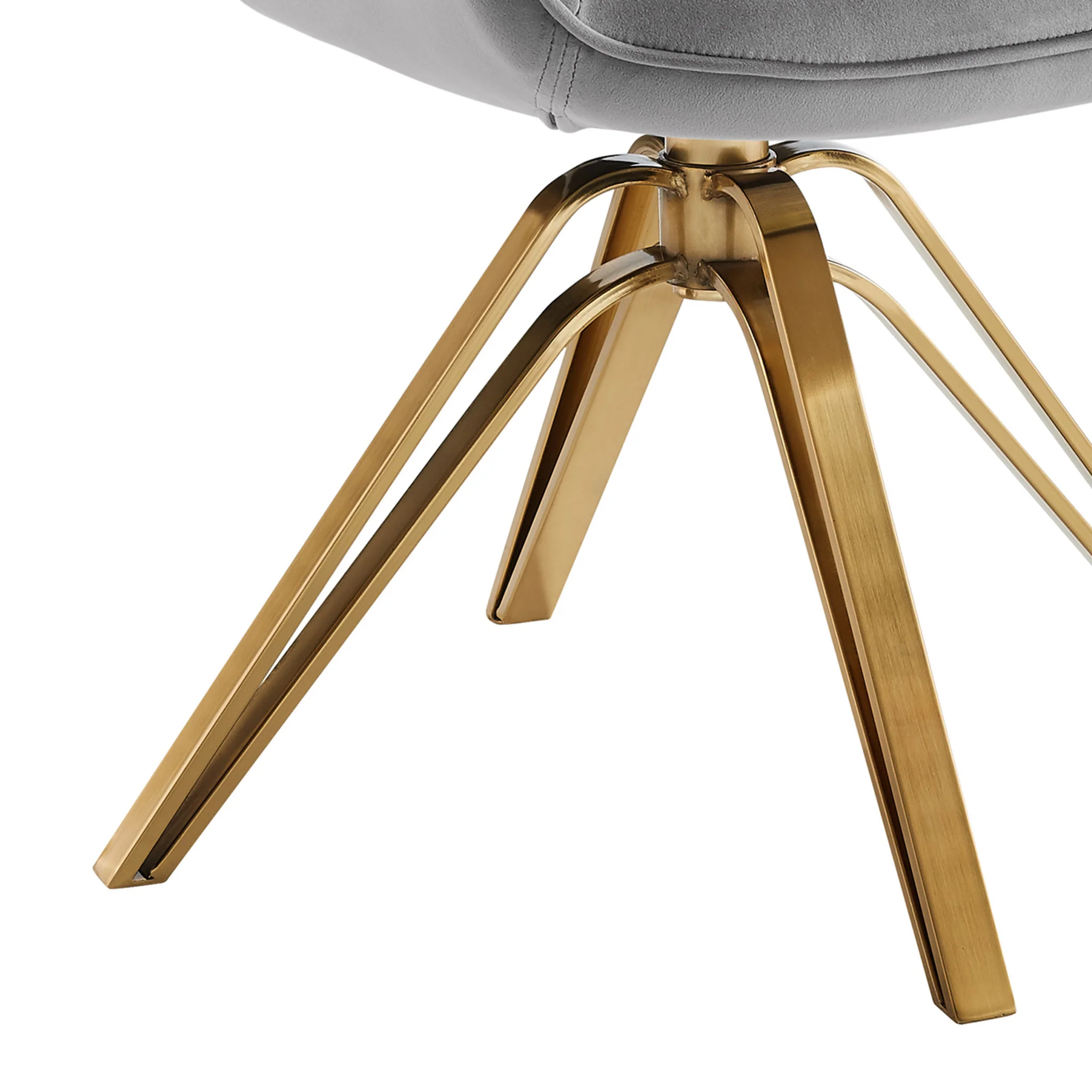 Gray Velvet And Gold Swivel Arm Chair By Homeroots - Image 5