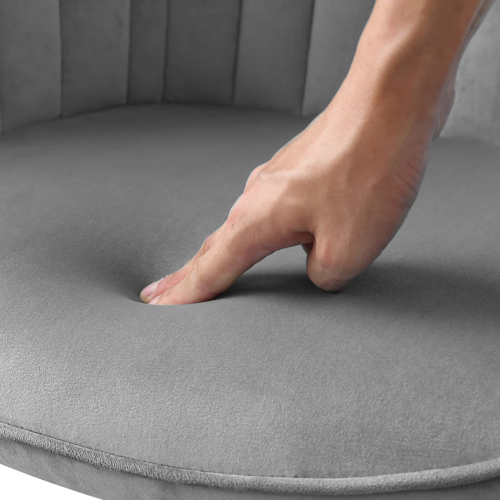 Gray Velvet And Gold Swivel Arm Chair By Homeroots - Image 7