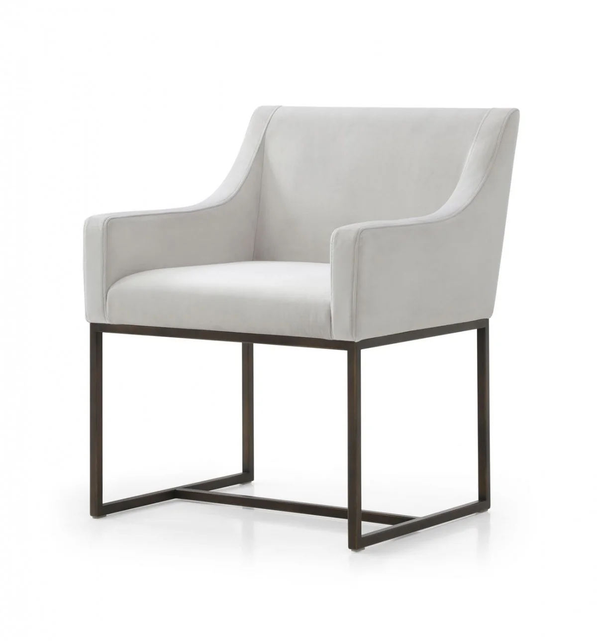 Gray Velvet Antique Brass Dining Chair By Homeroots - Image 16