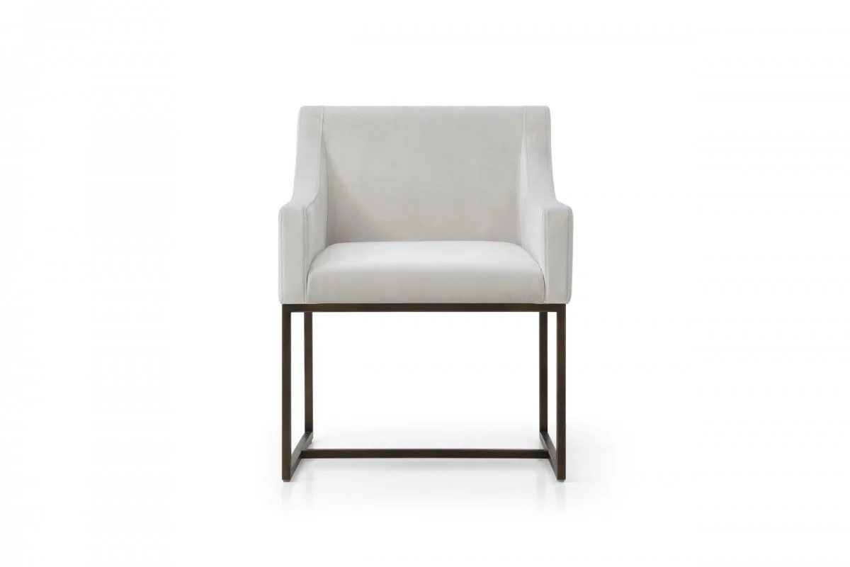 Gray Velvet Antique Brass Dining Chair By Homeroots - Image 17