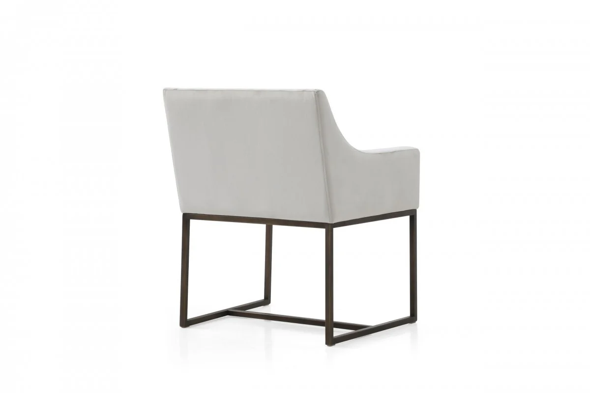 Gray Velvet Antique Brass Dining Chair By Homeroots - Image 18