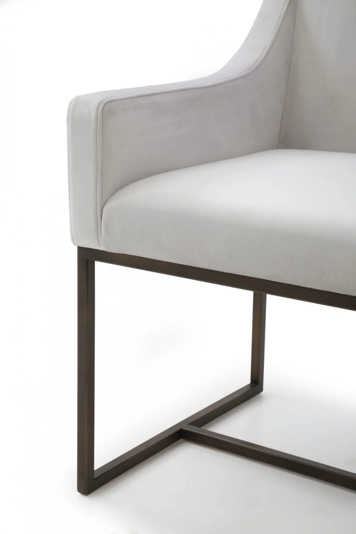 Gray Velvet Antique Brass Dining Chair By Homeroots - Image 19