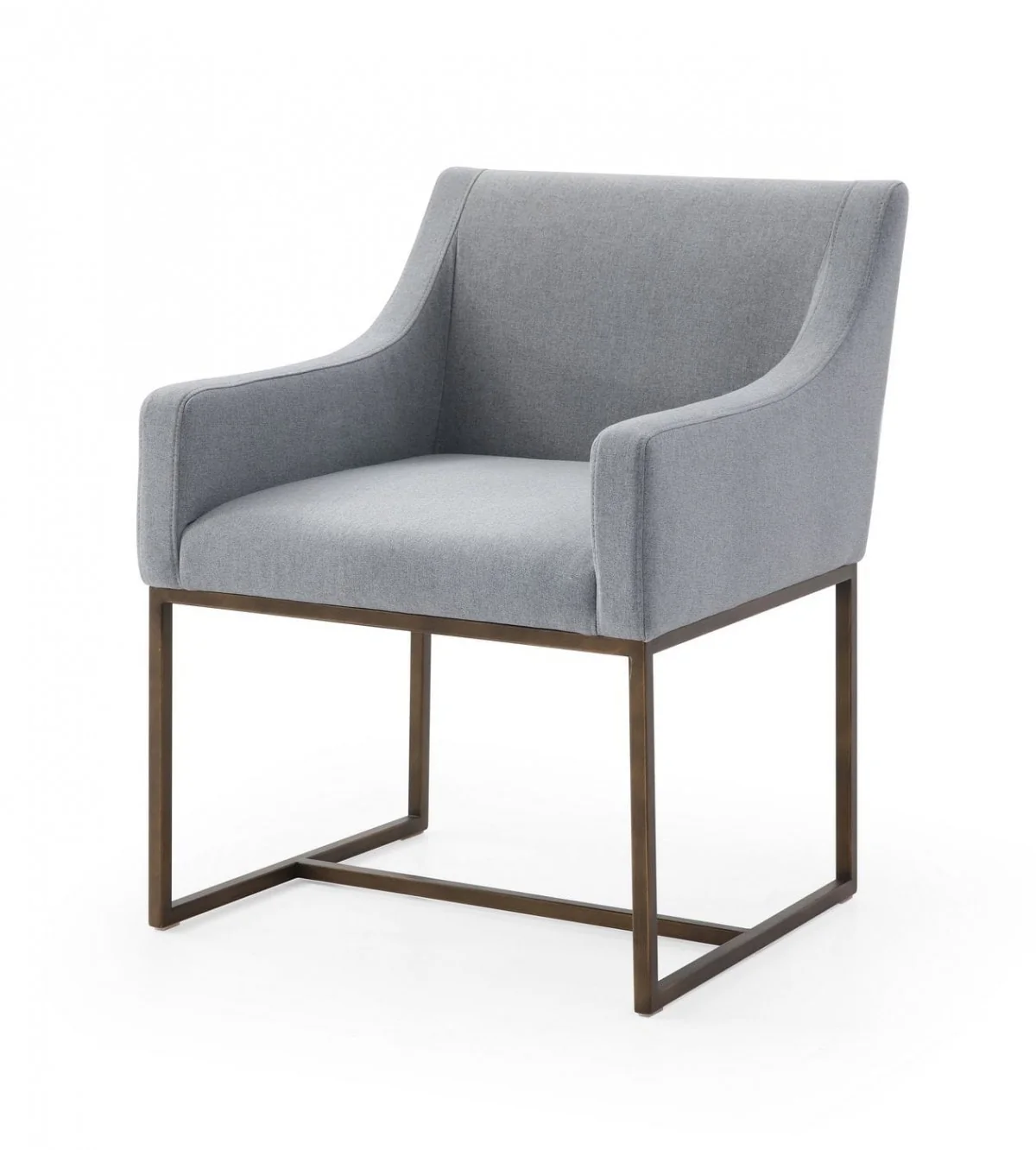 Gray Velvet Antique Brass Dining Chair By Homeroots - Image 2
