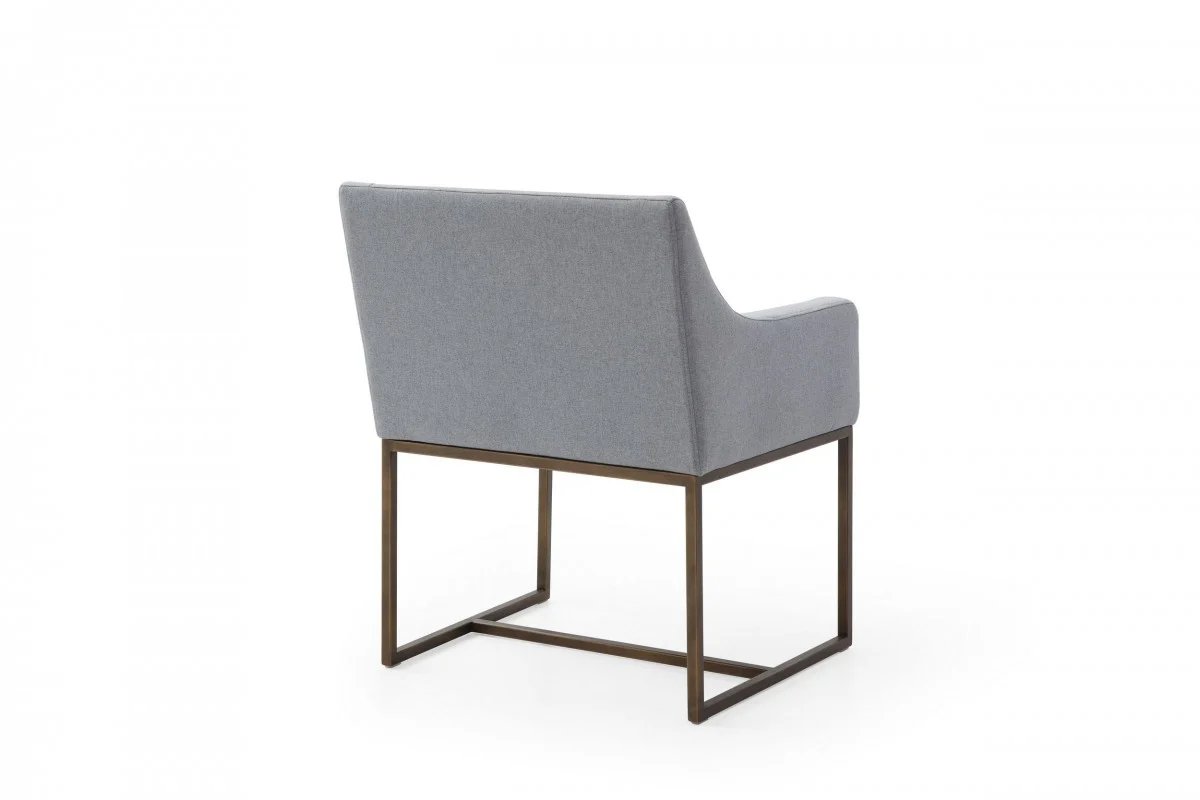 Gray Velvet Antique Brass Dining Chair By Homeroots - Image 3