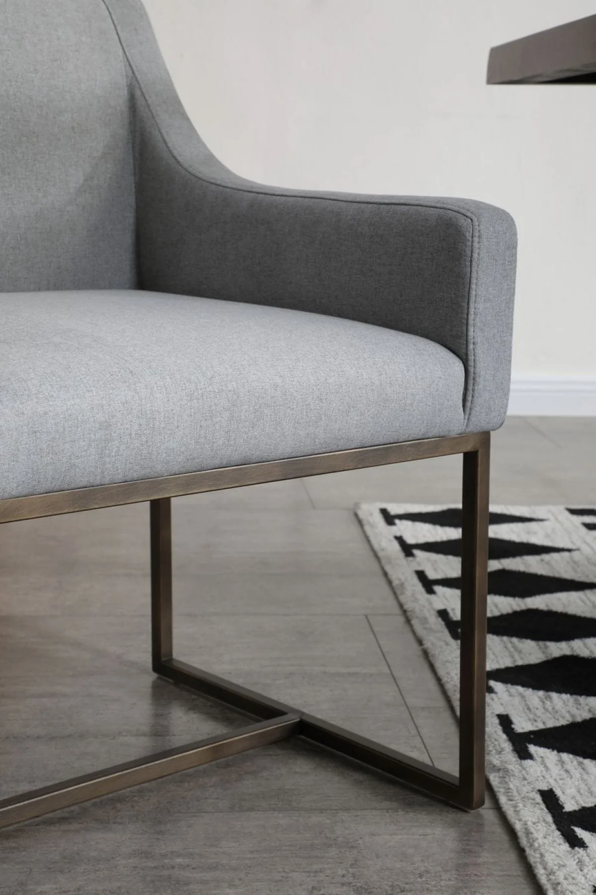 Gray Velvet Antique Brass Dining Chair By Homeroots - Image 5