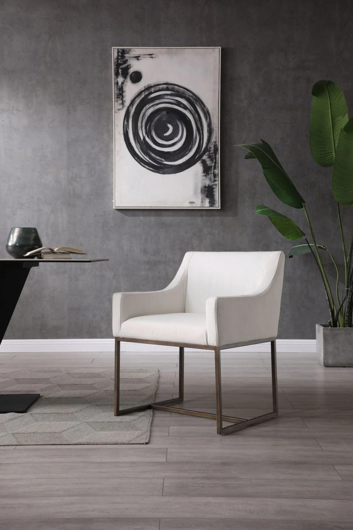 Gray Velvet Antique Brass Dining Chair By Homeroots - Image 7
