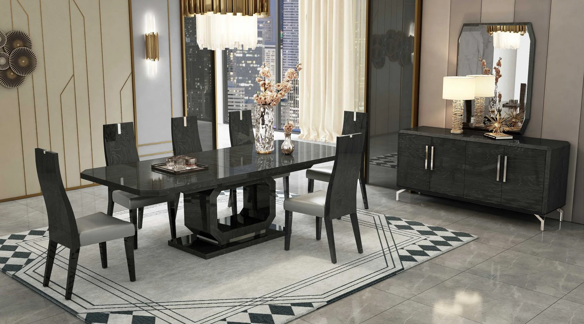 Gray Velvet Buffet By Homeroots - Image 2