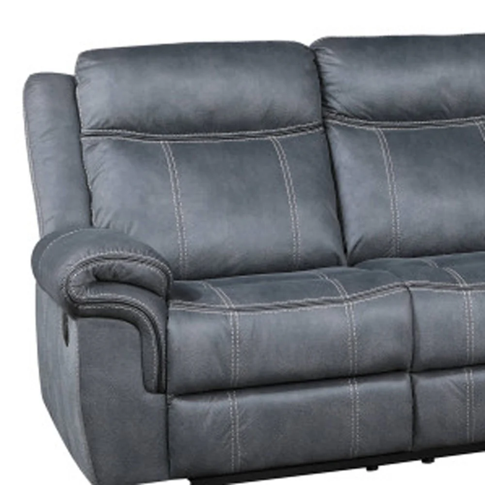 Gray Velvet Reclining L Shaped Six Piece Corner Sectional With Console By Homeroots - Image 6