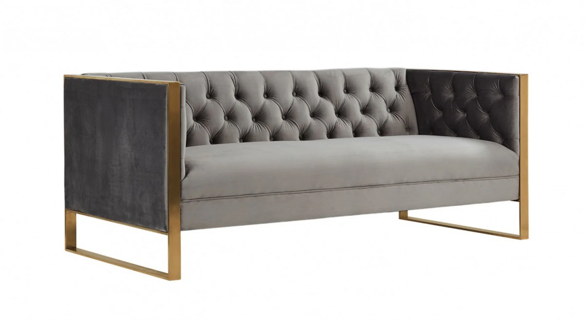 Gray Velvet Sofa With Gold Legs By Homeroots - Image 4