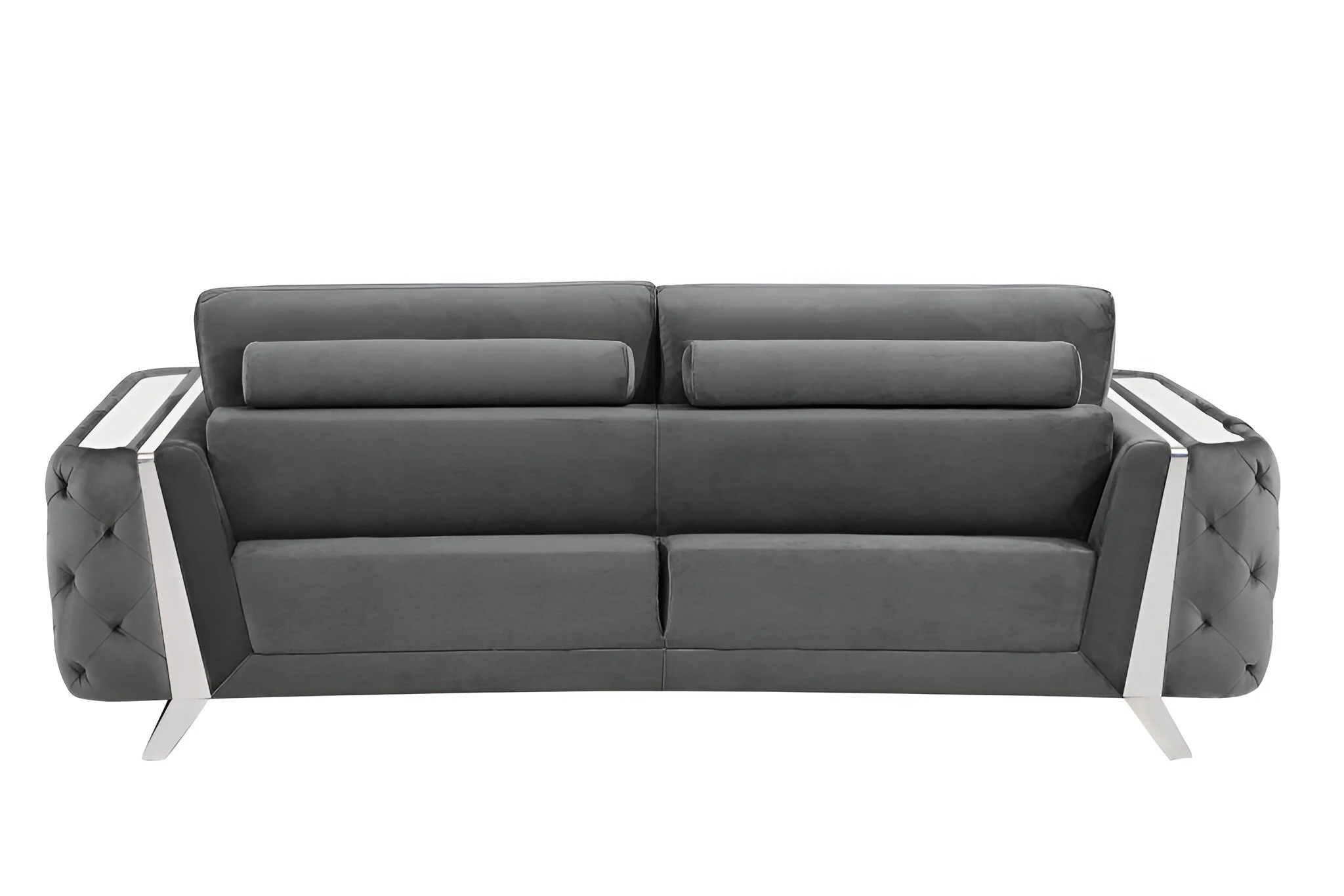 Gray Velvet Sofa With Silver Legs By Homeroots - Image 5