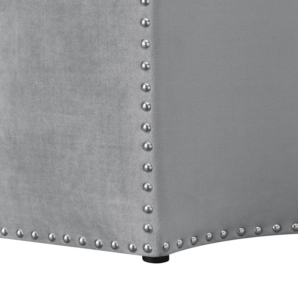 Gray Velvet Tufted Octagonal Cocktail Ottoman By Homeroots - Image 8