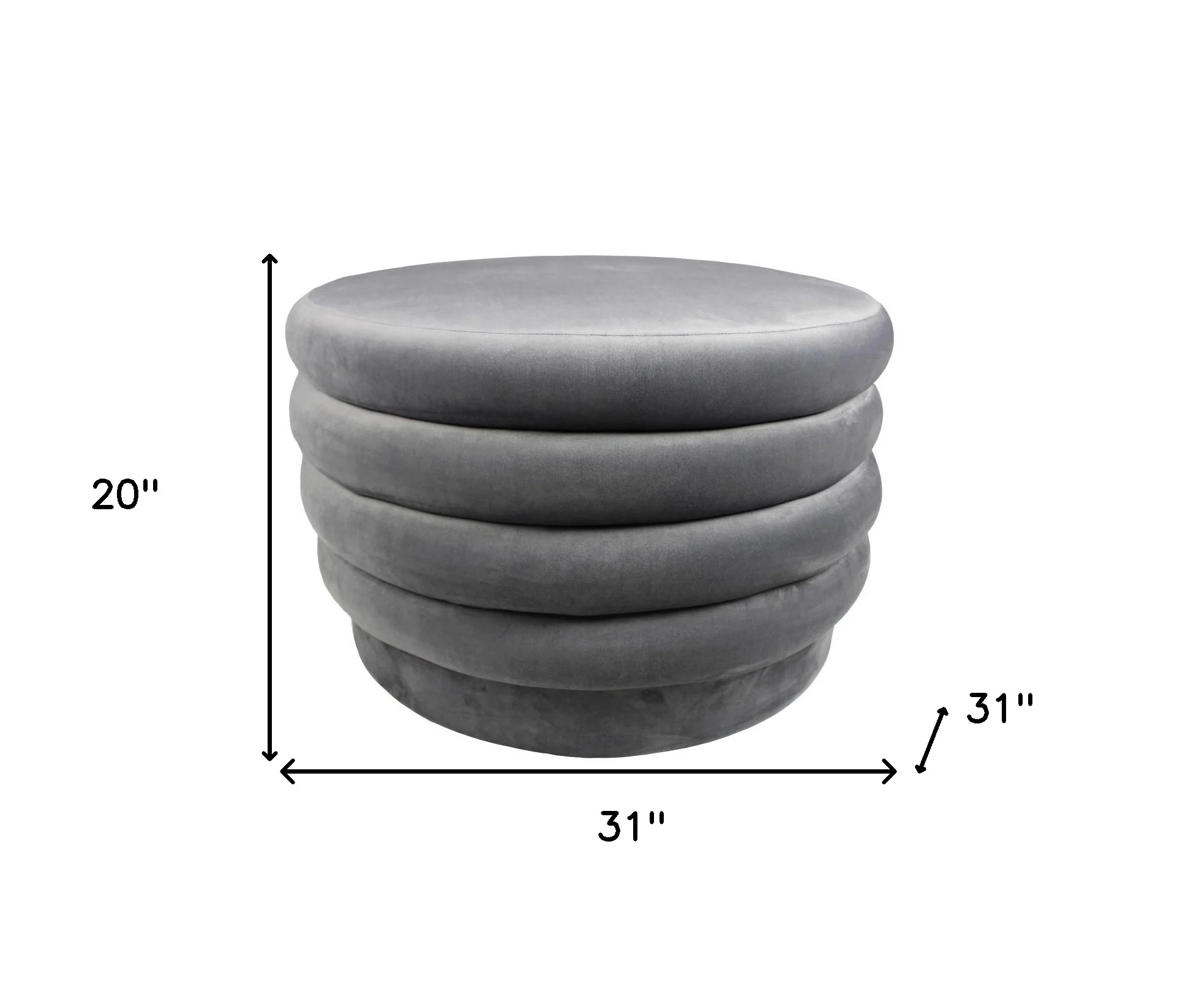 Gray Velvet Tufted Round Cocktail Ottoman By Homeroots - Image 5