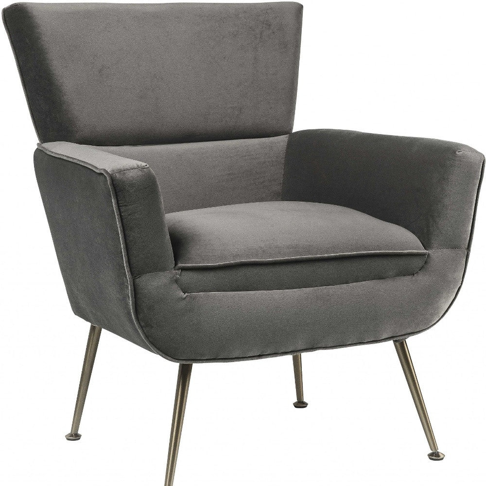 Gray Velvet Upholstery Metal Leg Accent Chair By Homeroots - Image 5