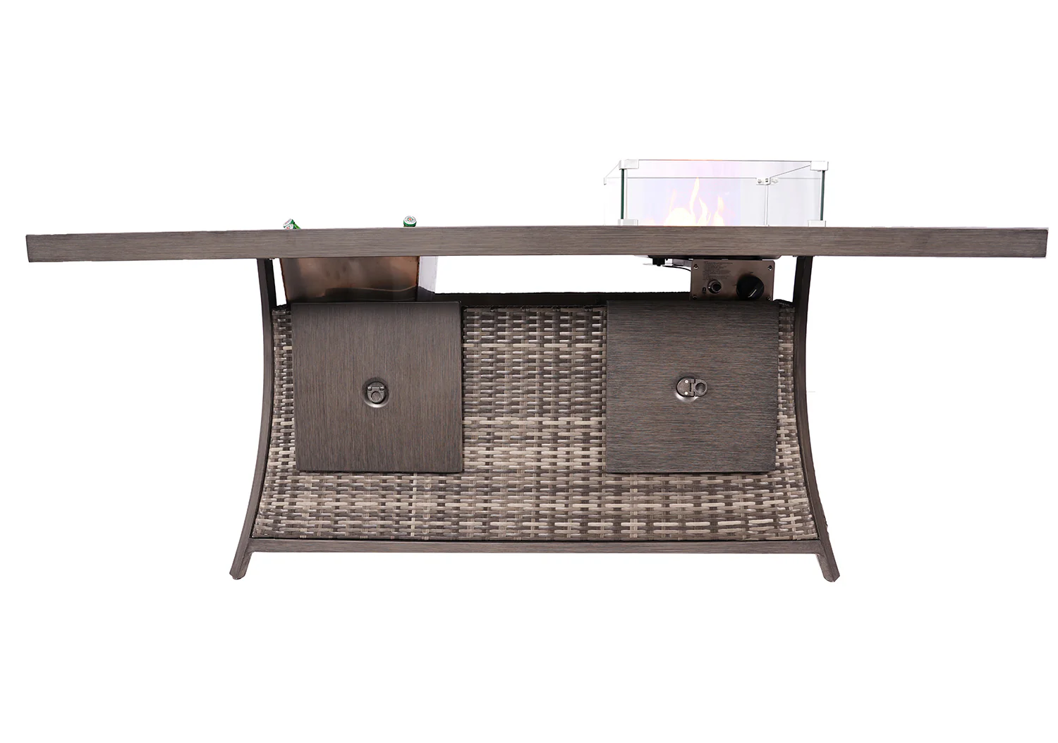 Gray Wicker Outdoor Gas Fire Pit Table with Ice Bucket By Homeroots - Image 9