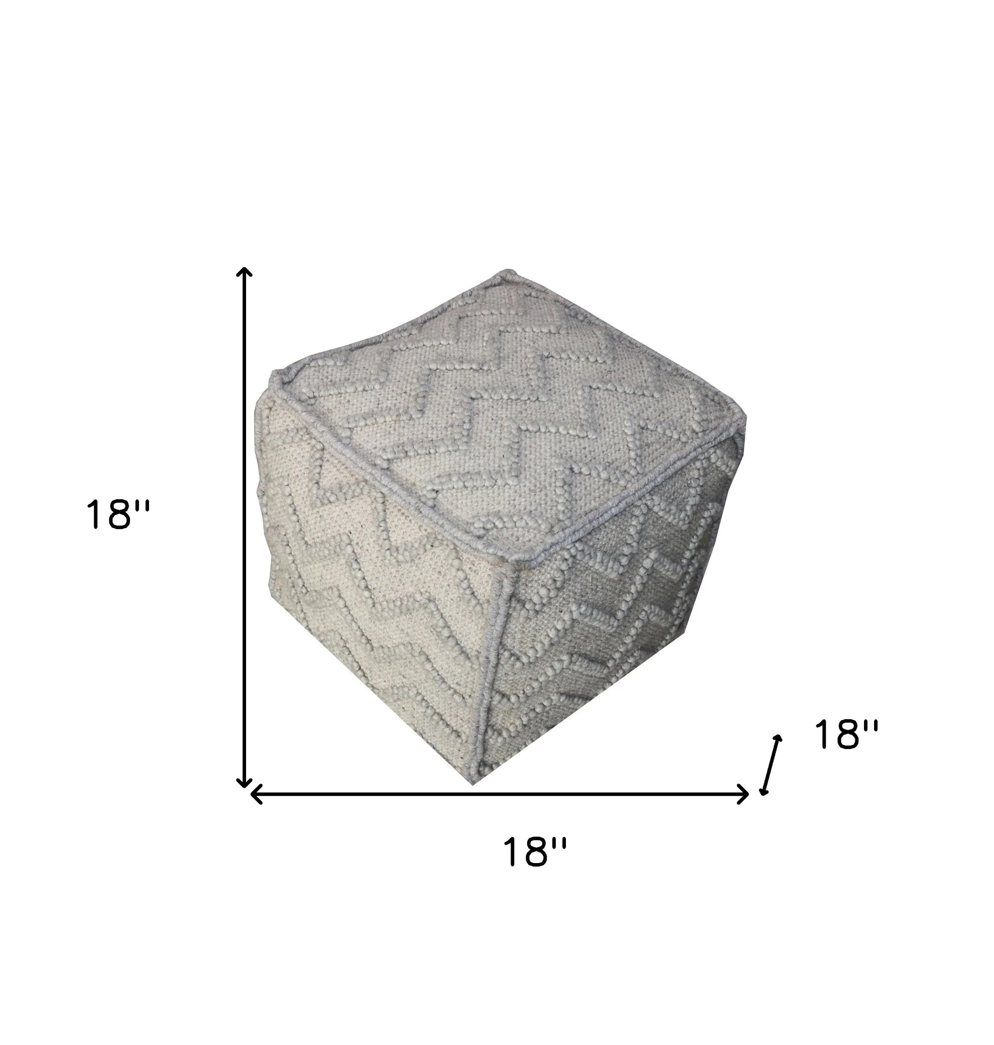 Gray Wool Cotton Blend Cube Chevron Pouf Ottoman By Homeroots - Image 5