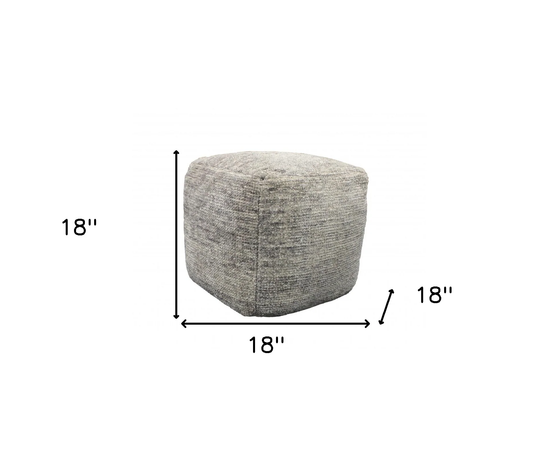 Gray Wool Cube Pouf Ottoman By Homeroots - Image 4