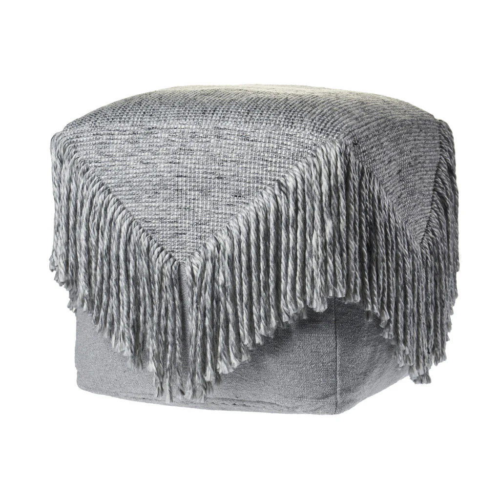Gray Wool Ottoman By Homeroots - Image 3