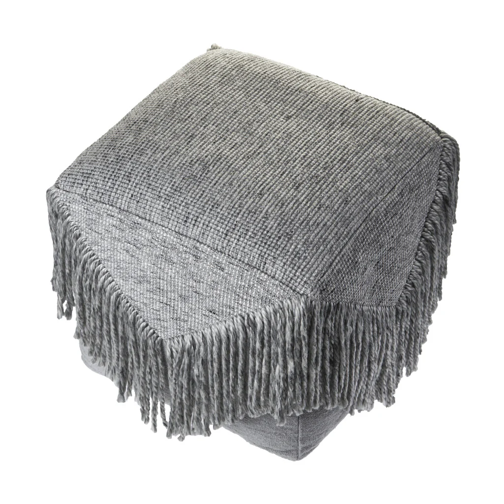 Gray Wool Ottoman By Homeroots - Image 4