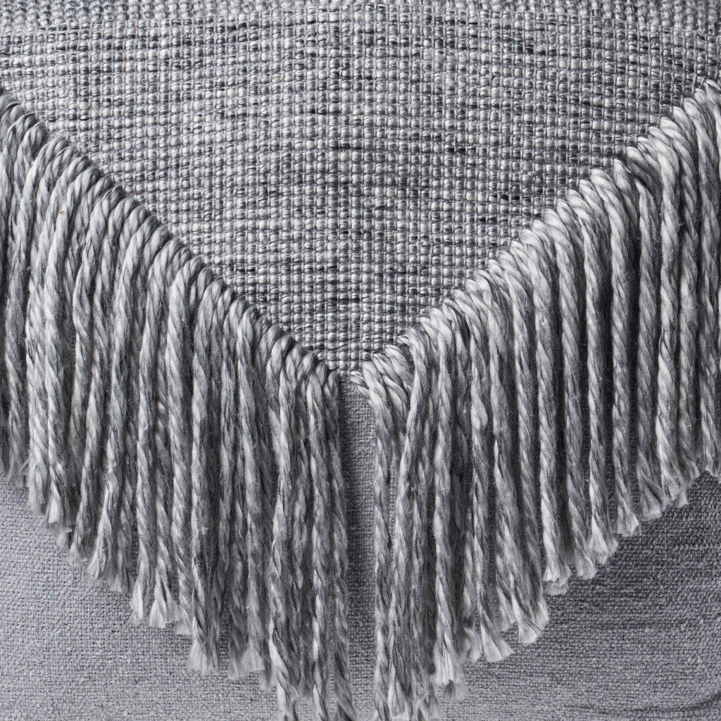 Gray Wool Ottoman By Homeroots - Image 7