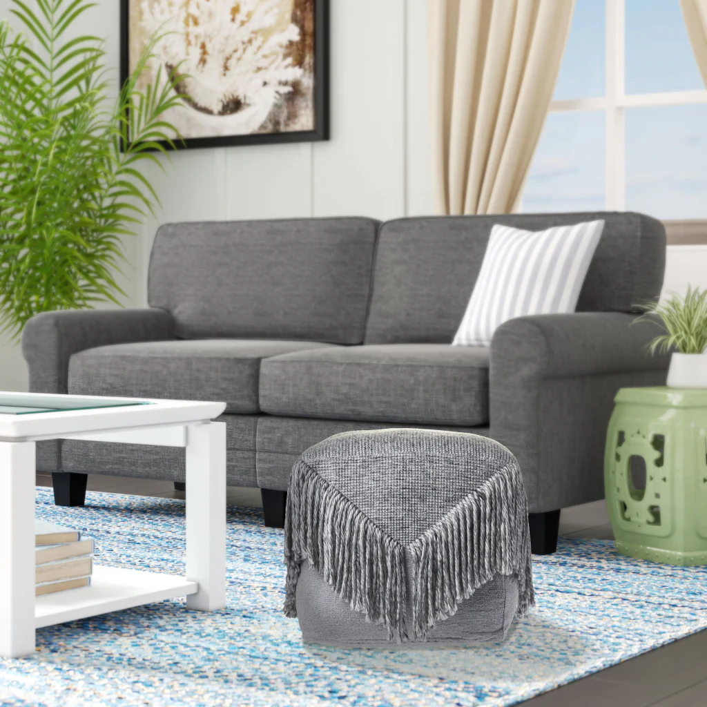 Gray Wool Ottoman By Homeroots - Image 8