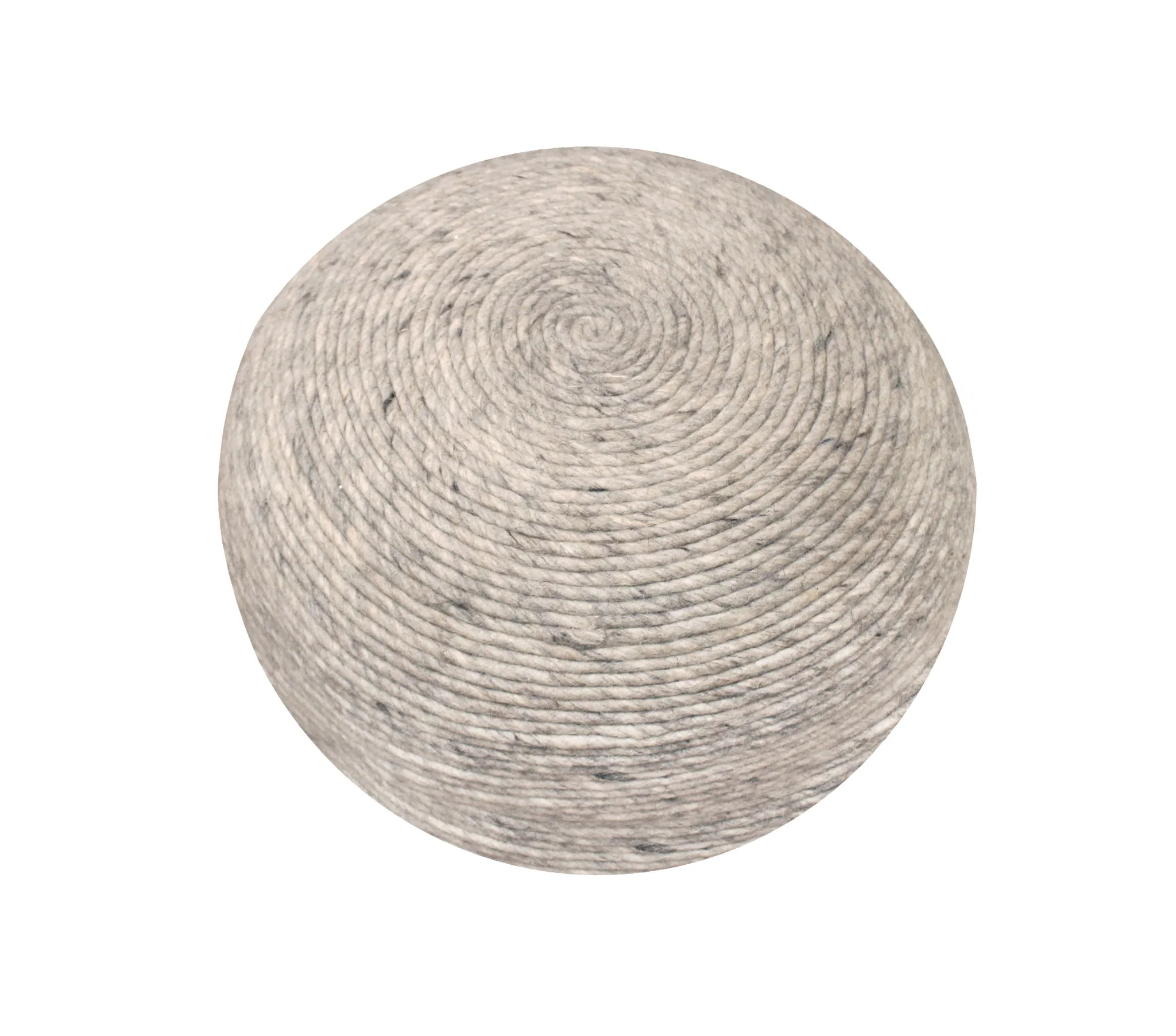 Gray Wool Round Ribbed Pouf Ottoman By Homeroots - Image 2