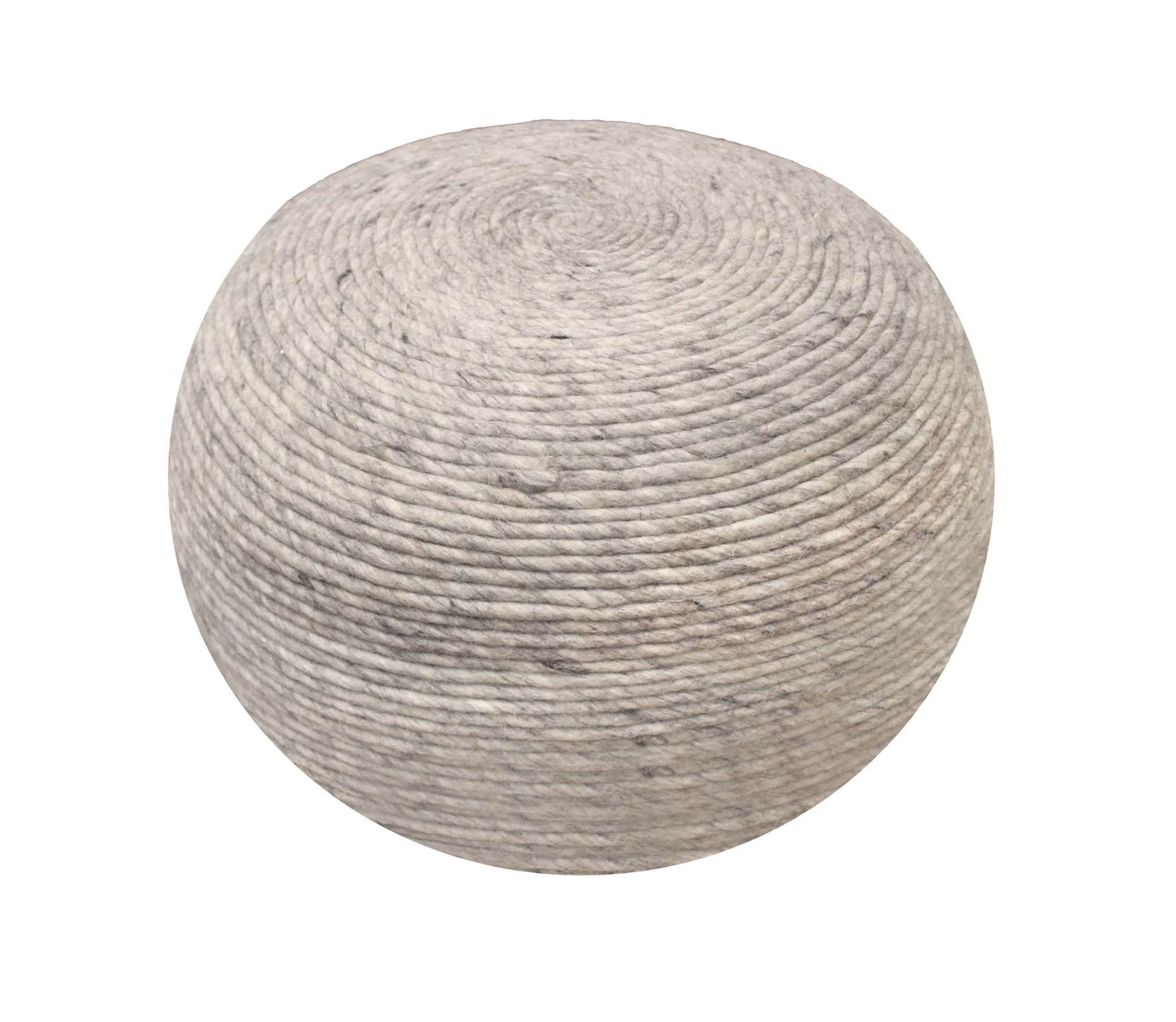 Gray Wool Round Ribbed Pouf Ottoman By Homeroots - Image 4