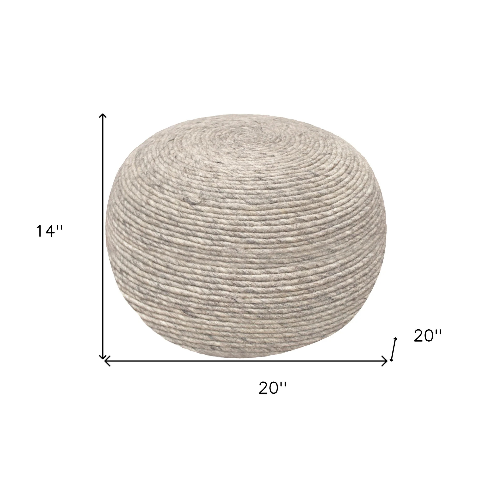 Gray Wool Round Ribbed Pouf Ottoman By Homeroots - Image 5