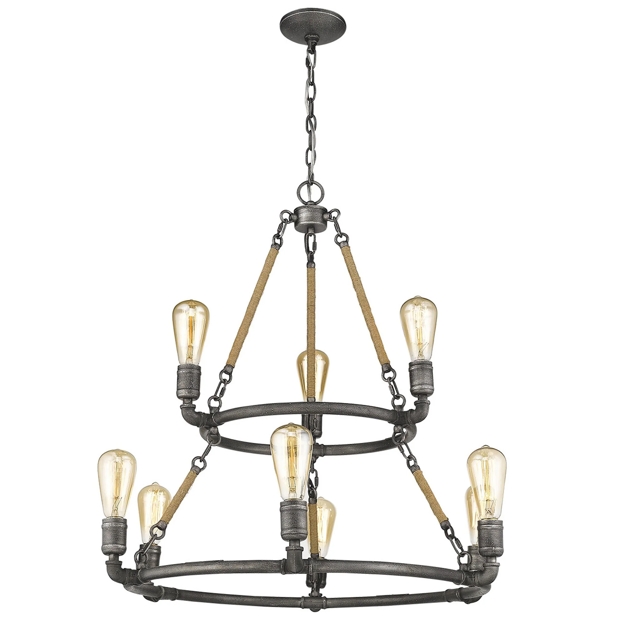 Grayson 9-Light Antique Gray Chandelier By Homeroots - Image 2