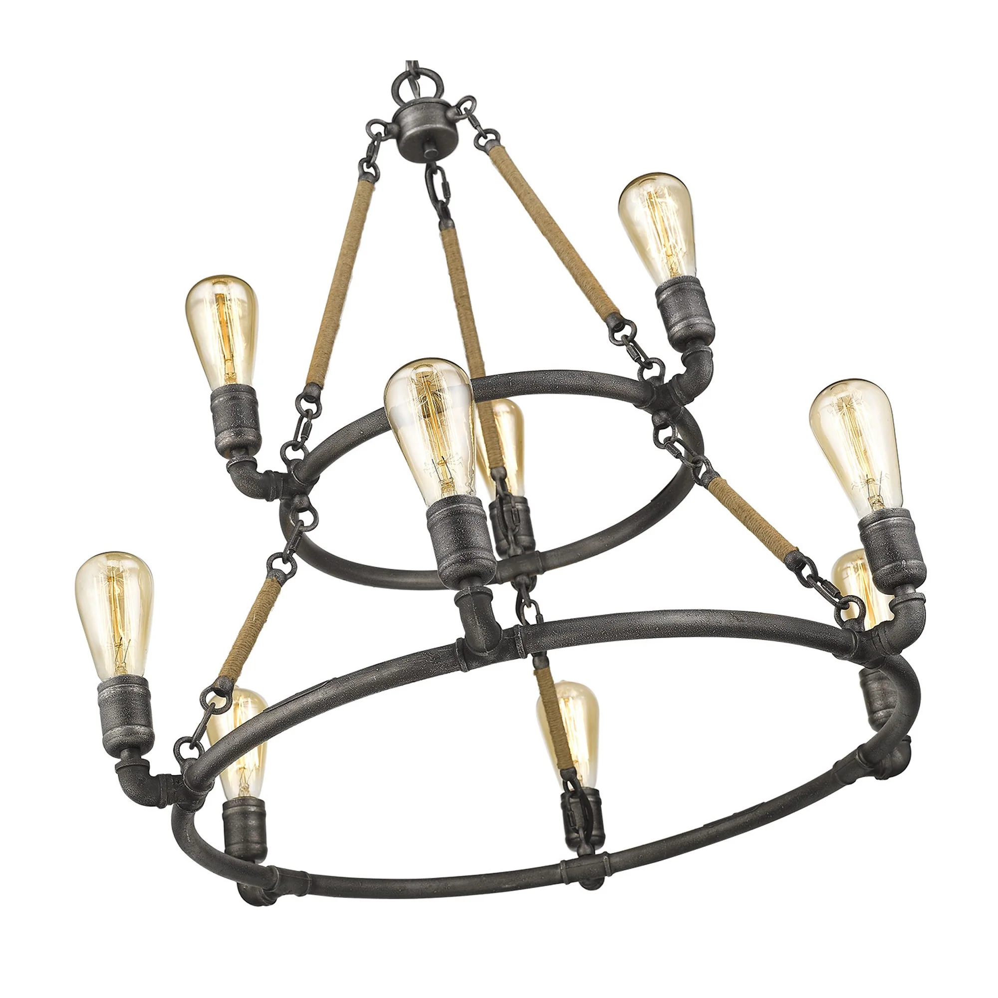 Grayson 9-Light Antique Gray Chandelier By Homeroots - Image 3