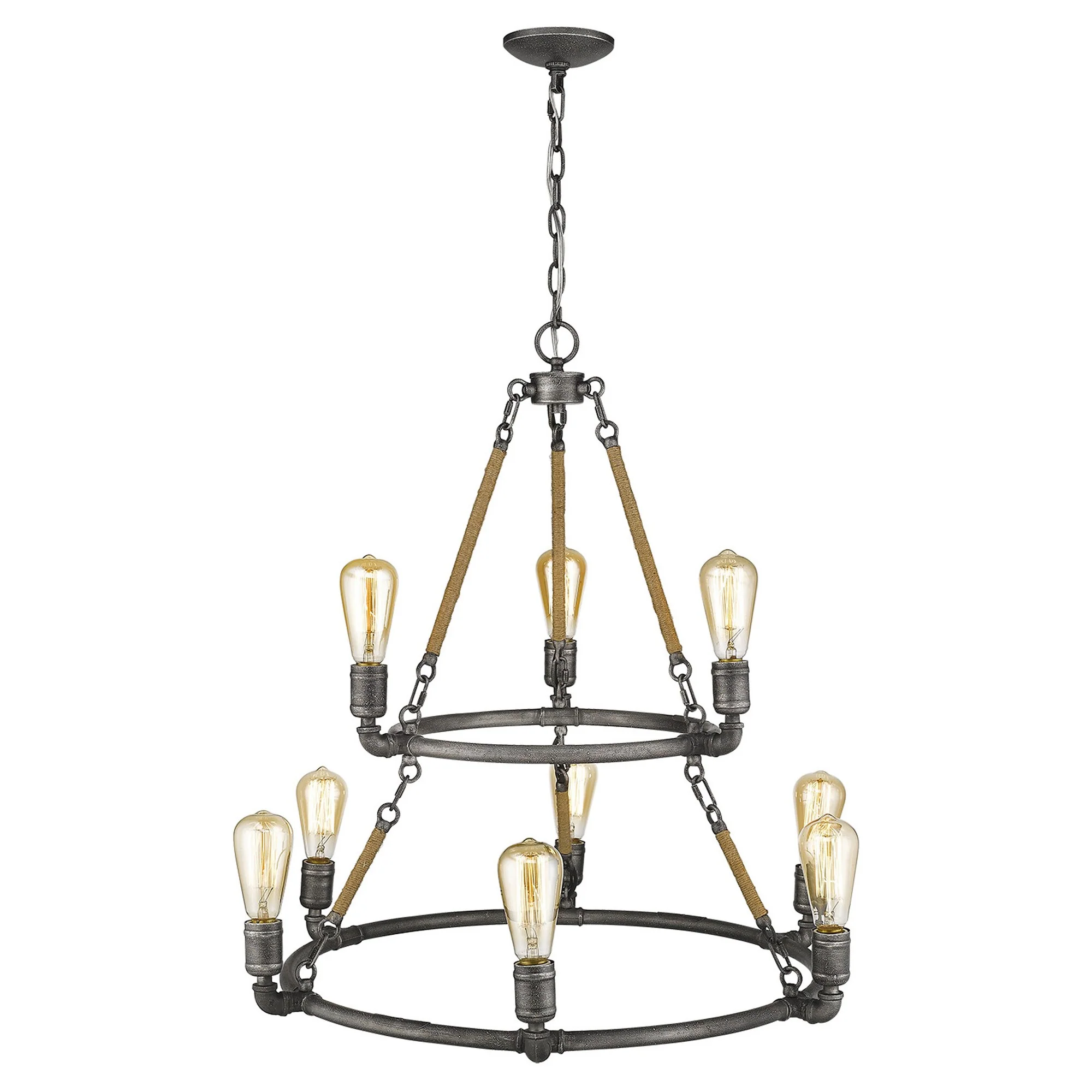 Grayson 9-Light Antique Gray Chandelier By Homeroots - Image 4
