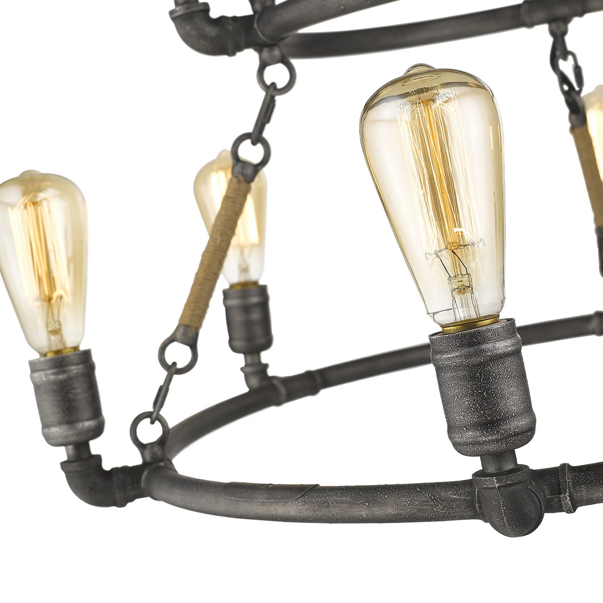 Grayson 9-Light Antique Gray Chandelier By Homeroots - Image 6