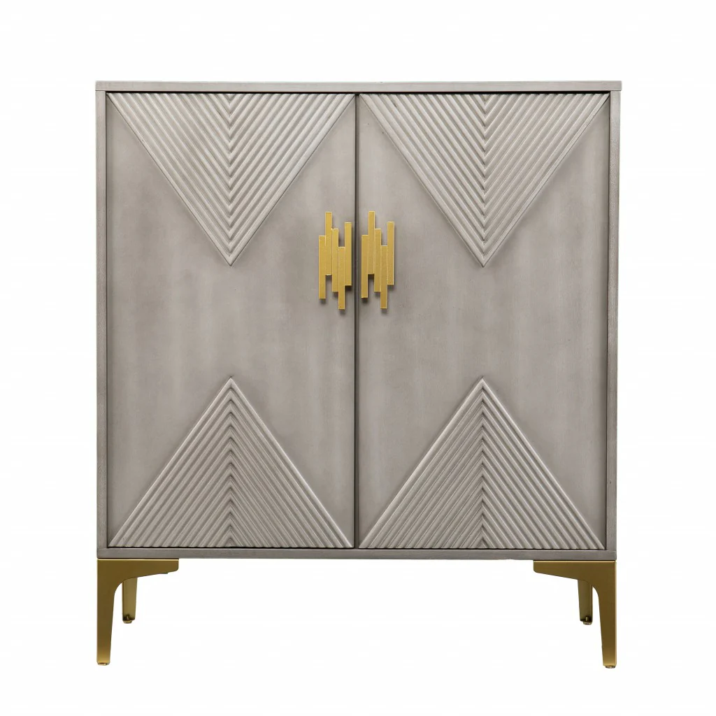 Graywash Textured Geo Contemporary Accent Cabinet By Homeroots - Image 4
